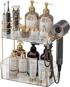 Bathroom Counter Organizer, Large Makeup Organizer Countertop, Shelf Storage, Vanity Tray, Easily Assemble for Bathroom Organizers and Storage, Undersink, Cabinet, 2 Tiers Clear