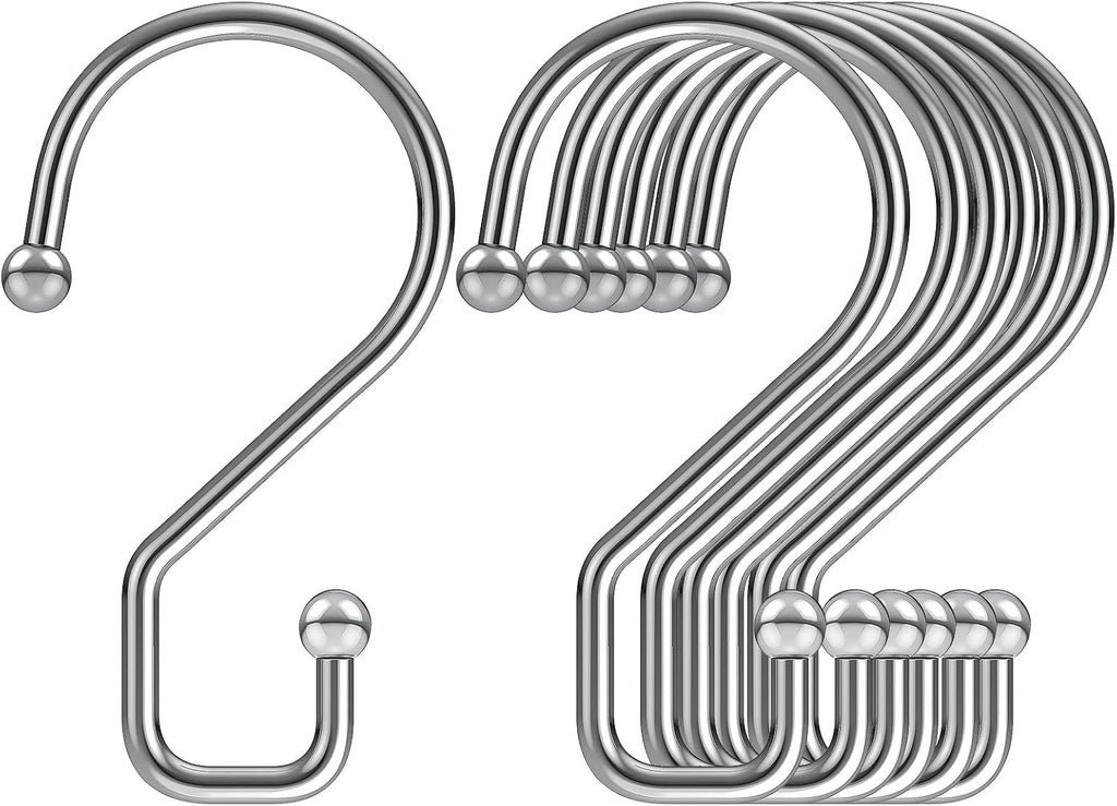 S Hooks, Small Metal S Hanging Hooks with 2 Shapes, Reversible, Heavy Duty, 3 Inch, Silver, 12 Pcs