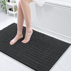 Arotive Luxury Chenille Bathroom Rug Mat, Extra Soft Thick Absorbent Shaggy Bath Rugs, Non-Slip Machine Wash Dry, Plush Bath Mats for Bathroom, Shower and Tub, 40x24, Dark Grey