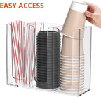 Richboom Acrylic Coffee Cup and Lid Storage Organizer Holder, 3 Compartments, Clear
