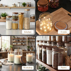 Glass Jars with Airtight Wood Lids - 25 oz Small Kitchen and Pantry Storage Containers, Canisters for Chia Seed, Ground Coffee, Sugar, Spice, Salt, Salad, Matcha, Set of 2