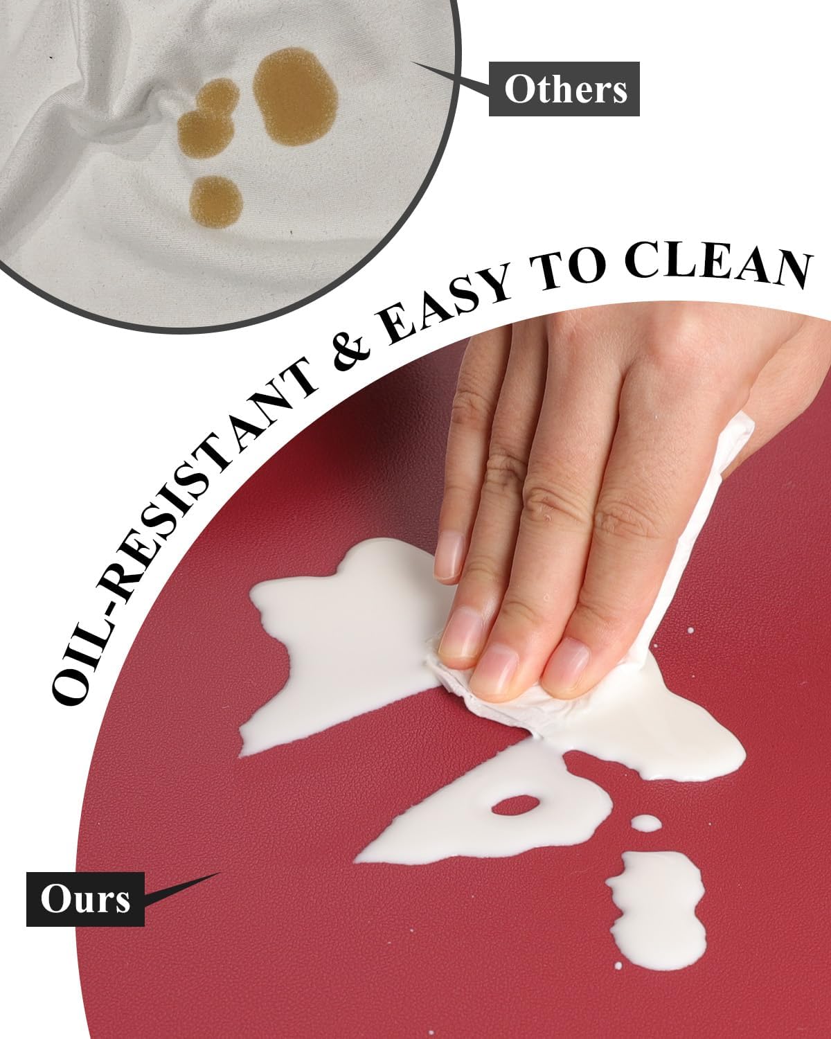 Wine Red Plastic Table Cover Protector, 24" x 48" Waterproof Easy Flat PVC Desk Pad Mat, 1.5mm Thick Rectangle Vinyl Table Top Protector for Dining Room Table, Office, Dresser