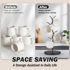 Mug Holder, Countertop Mug Tree, Coffee Mugs & Tea Cup Storage Rack, Coffee Counter Bar Accessory & Kitchen Organizer (Midnight Black)