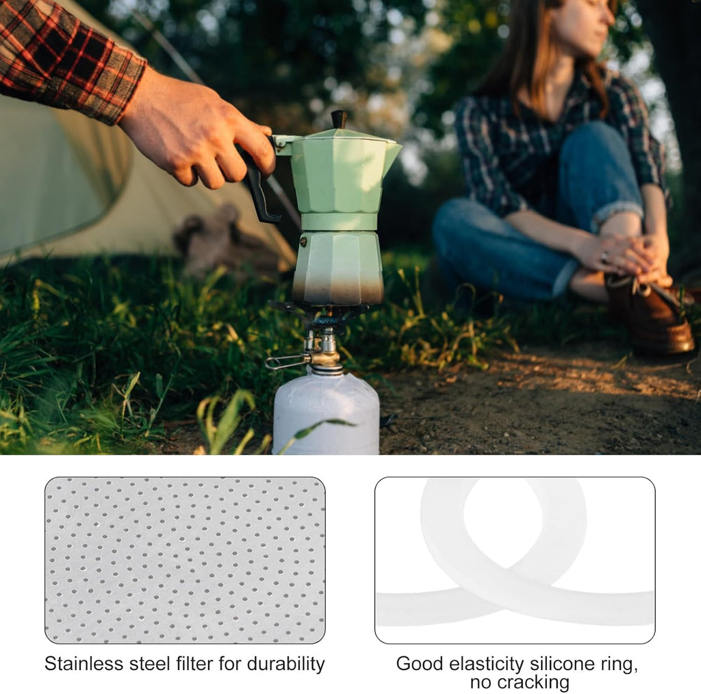 2/3/6/9/12 Cup Gasket & Filter For Stovetop Espresso Coffee Makers, Rubber Seal For Stove Top Coffee Maker Moka Pot, Silicone Gasket Seals, Espresso Machine Replacement Parts(9 cup)