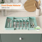 Lifewit Silverware Drawer Organizer, Expandable Utensil Tray for Kitchen, BPA Free Flatware and Cutlery Holder, Adjustable Plastic Storage for Spoons Forks Knives, Large, Turquoise