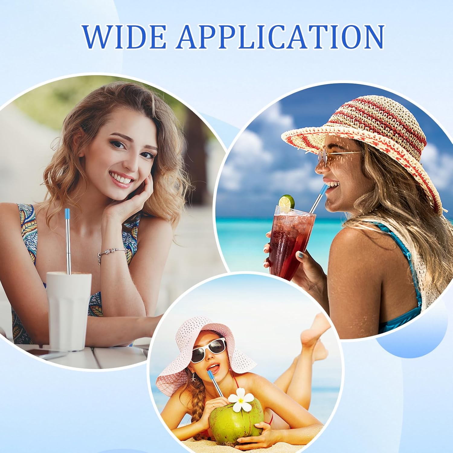 4 Pack Reusable Metal Straws Collapsible Stainless Steel Drinking Straw Travel Portable Telescopic Straw with Case for Cruise Ship Essentials Black-Rose Gold-Silver-Turquoise