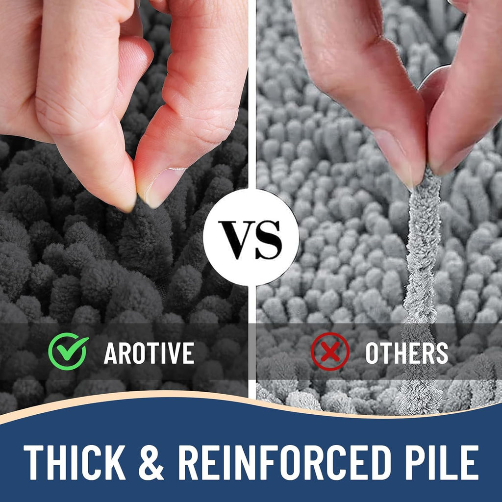 Arotive Luxury Chenille Bathroom Rug Mat, Extra Soft Thick Absorbent Shaggy Bath Rugs, Non-Slip Machine Wash Dry, Plush Bath Mats for Bathroom, Shower and Tub, 44x32, Dark Grey