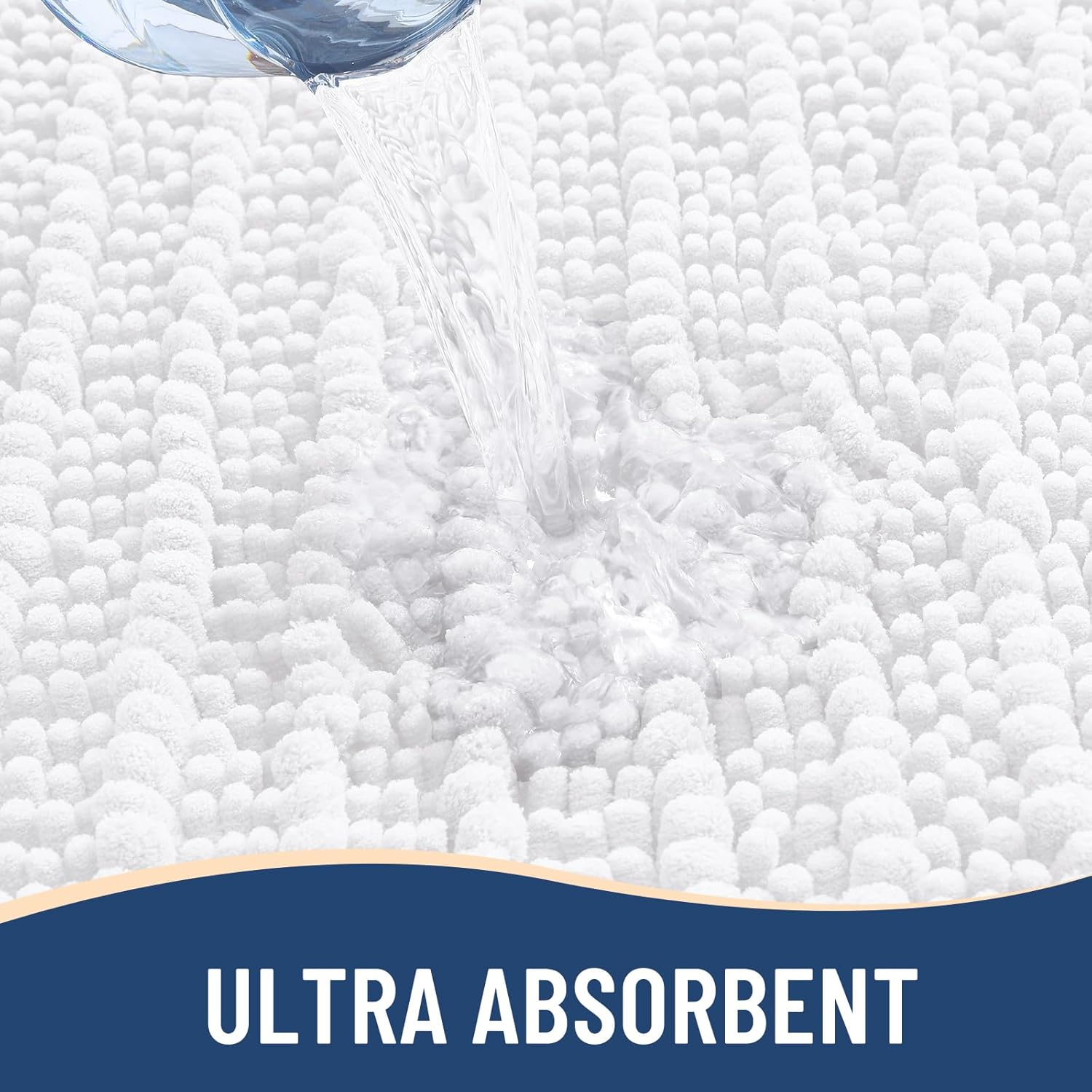 Arotive Luxury Chenille Bathroom Rug Mat, Extra Soft Thick Absorbent Shaggy Bath Rugs, Non-Slip Machine Wash Dry, Plush Bath Mats for Bathroom, Shower and Tub, 54x24, White