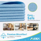 AIDEA Blue Microfiber Cleaning Cloth 24PK, Soft Absorbent Cleaning Rags, Lint Free Cloth for House, Kitchen, Car, Window, Gifts, Blue Dish Rags, 11.5"×11.5"