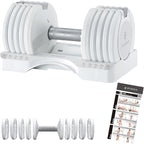 Adjustable Dumbbell – 12.5/25lb Single Unit OR Set of 2 – 5-in-1 Adjustable Weight for Home Gym, Strength Training & Fitness Workouts, White OR Black