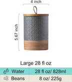 Coffee Container Jar with Lid, Ceramic Food Storage Jars for Spice Sugar Cookie, Large Kitchen Canisters for Countertop Coffee Bar Accessories Housewarming Weeding Gift - Gray & 28 fl.oz