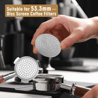 53.35mm Espresso Puck Screen, Stainless Steel Reusable Espresso Filters, 150μm, Bottomless Portafilter Filter Accessories for Espresso Portafilter Filter Basket