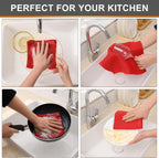 Kitinjoy 100% Cotton Kitchen Dish Cloths, 6 Pack Waffle Weave Ultra Soft Absorbent Dish Towels for Drying Dishes Quick Drying Kitchen Towels Dish Rags, 12 X 12 Inches, Red