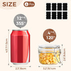 ComSaf 4oz Small Airtight Glass Jars Set of 6 with Lids Food Storage Jar Round, Mason Jar, Mini Storage Container with Clear Preserving Seal Wire Clip Fastening for Kitchen Canning, Jam, Spice, Honey