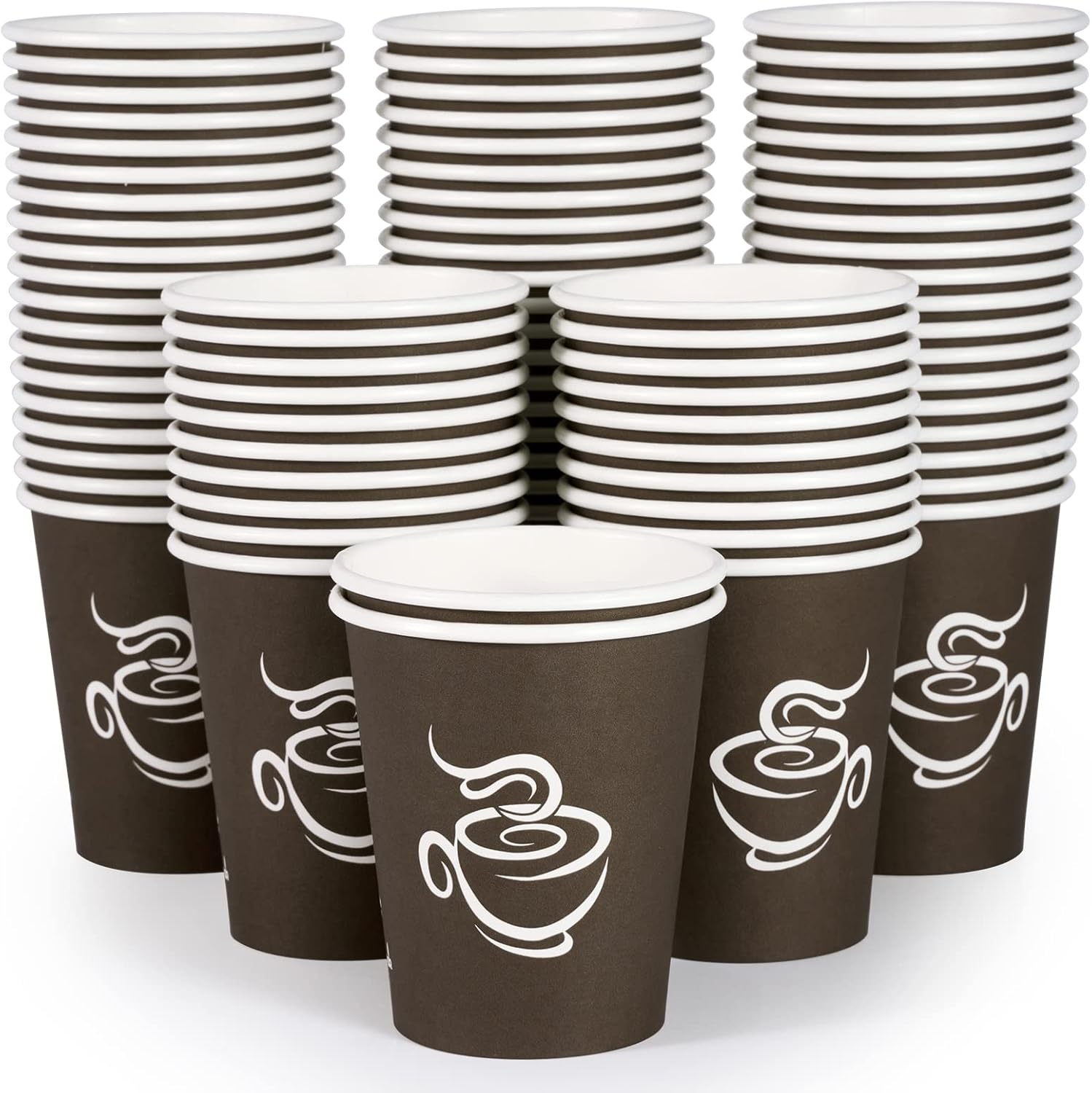 LITOPAK 400 Pack 8 oz Paper Cups, Brown Disposable Hot Coffee Cups for Party, Picnic, Travel, and Events