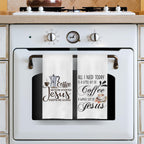 Christian Coffee Kitchen Towels, Decor, Bar Gifts, Dish Towels, 16x24 Inches Set of 2