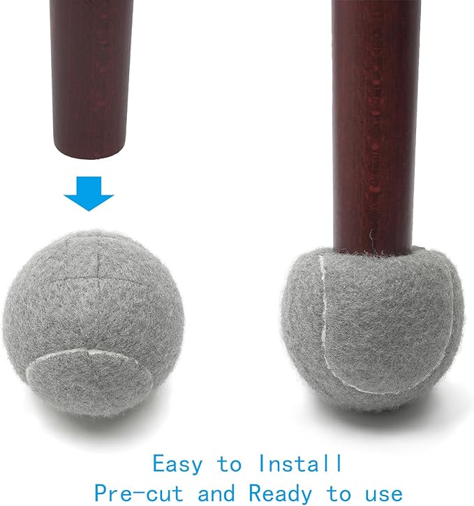Precut Tennis Balls for Walkers 4 PCS Walker Tennis Ball for Furniture Legs and Floor Protection Heavy Duty Long Lasting Felt Pad Glide,Fit Most Walkers (Dark Blue)