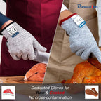 Dowellife Cut Resistant Gloves Food Grade Level 5 Protection, Safety Kitchen Cuts Gloves for Oyster Shucking, Fish Fillet Processing, Mandolin Slicing, Meat Cutting and Wood Carving. (X-Large-2 Pairs)