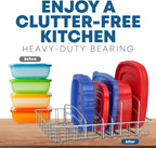 Food Container Lid Organizer - Lid Storage Holder, Large, Chrome