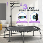 ANCHEER 50" Rebounder Trampoline for Adults- 2025 Foldable Mini Trampoline with Bar- Exercise Trampoline for Adults, Max Load 450lbs/550lbs, for Indoor/Garden Workout