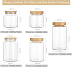 480 ml / 16 oz clear cute glass storage canister holder with airtight bamboo lid, modern decorative small container jar for coffee, spice, candy, salt, cookie, condiment, pepper, sugar