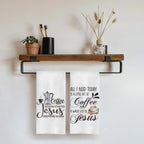 Christian Coffee Kitchen Towels, Decor, Bar Gifts, Dish Towels, 16x24 Inches Set of 2