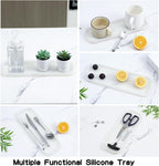 Silicone Kitchen Sink Organizer Tray for Multiple Usage,Easy Clean Sponges Holder for Kitchen Bathroom Counter or Sink,Dish Soap Dispenser,Scrubber,Bottle,Cup Translucent 12" x 4”