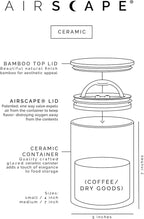 AirScape Planetary Design Ceramic Coffee and Food Storage Canister – Small 4-inch – US Patented Airtight Inner Lid – Gray with Bamboo Top