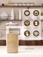 Large Airtight Food Storage Containers with Measuring Cup, 4L Airtight Pop Top Rice Storage Container 6.06 lbs(2.75kg), BPA-Free Plastic Cereal & Grain Canister Flour Dispenser