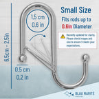 10-Pack Metal S Hooks for Hanging – Heavy-Duty S-Shaped Hooks with Safety Buckle – Fits Bars up to 0.6 In – Anti-Drop Hook for Kitchen, Pot Racks & Towel Bars – Silver (Small)