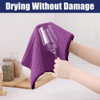 Homaxy Microfiber Waffle Weave Kitchen Dish Cloths, 12 x 12 Inch Ultra Absorbent and Solid Color Dish Towels for Kitchen Fast Drying Dishcloth for Washing Dishes, 8 Pack, Purple