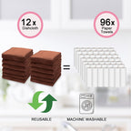 kimteny 13x28 Inches Kitchen Cloth Dish Towels, 400 GSM Premium Dishcloths, Super Absorbent Coral Velvet Microfiber Cleaning Cloths, Fast Drying Rags for Washing Dishes (12 Pack, Brown)
