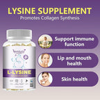 1 Pack 1200 MG L-Lysine Gummies for Immune Support & Collagen Boost - Chewable Lysine Supplement for Adults, Lip ＆ Cold Sore* Support for Women,Blueberry, Non-GMO, Gluten Free,60 Counts