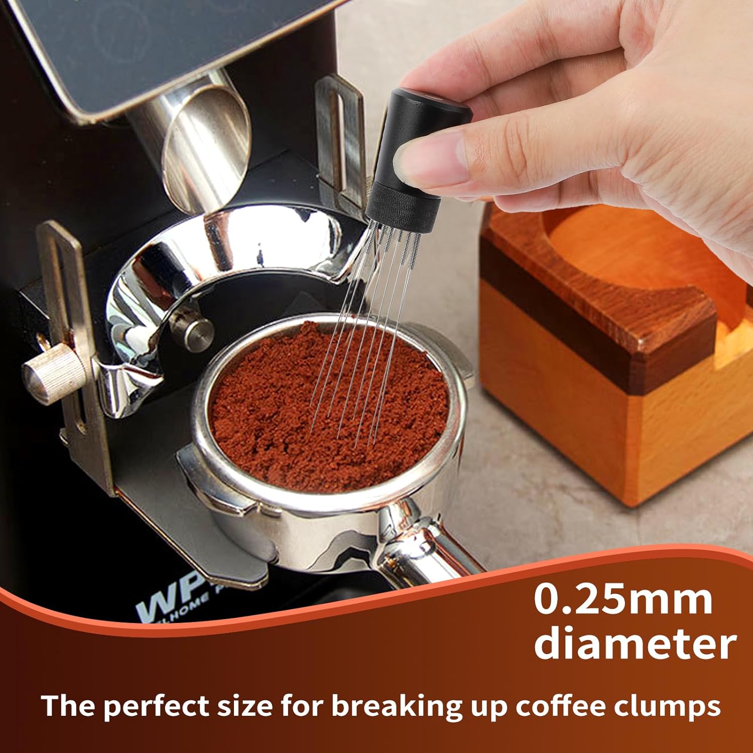 WDT Tools Espresso Puck Screen, 53mm Espresso Accessories Kit - 150μm Puck Screen Set, 0.25mm 316 Stainless Steel 8 Needles Coffee Distribution Stirrer, Portafilter Dosing Ring for Barista Black