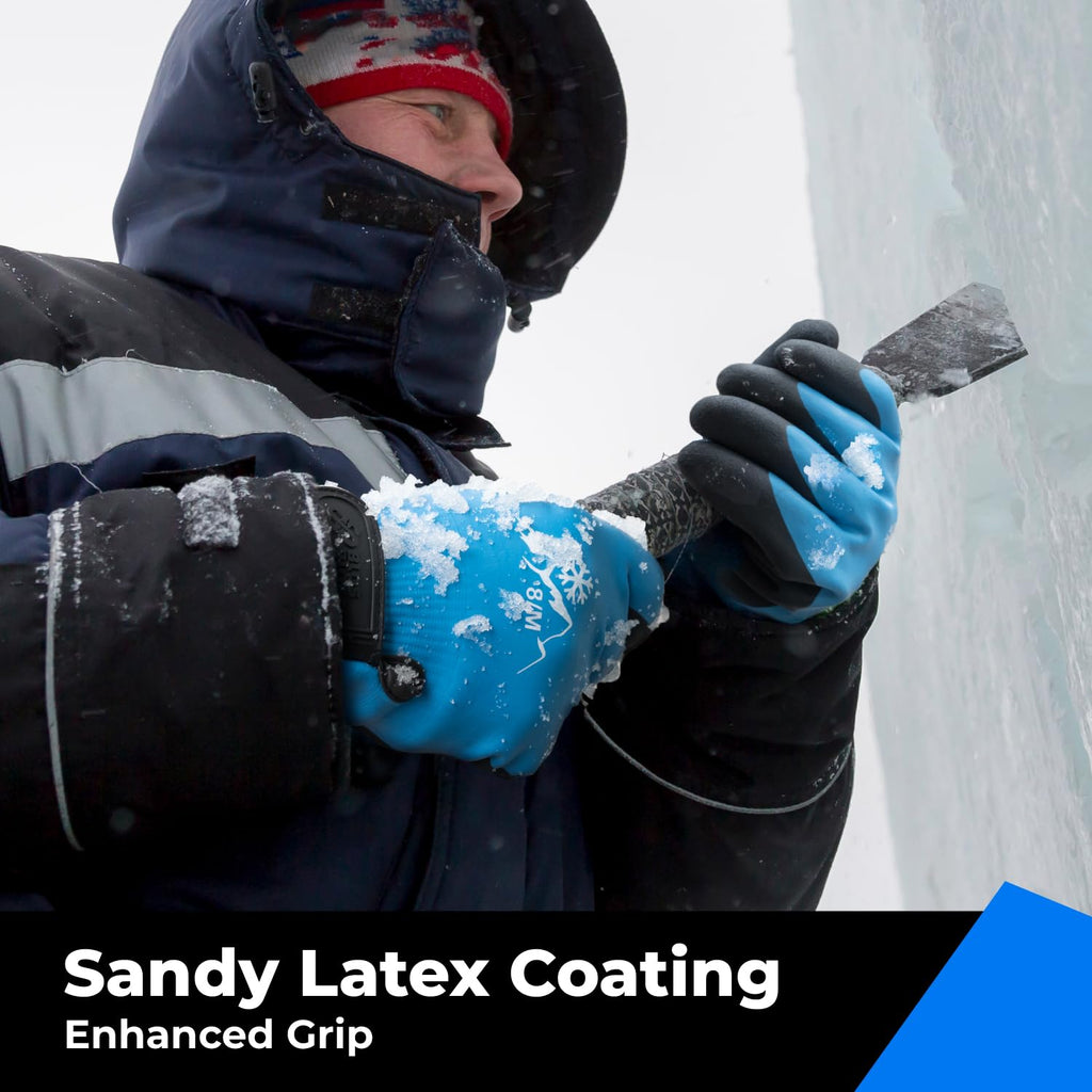 toolant 100% Waterproof Gloves Bulk for Cold Weather, 3 Pairs, Winter Work Gloves for Men Touchsreen, Warm Freezer Gloves, Thermal Insulated, With Grip, Blue, Lagre