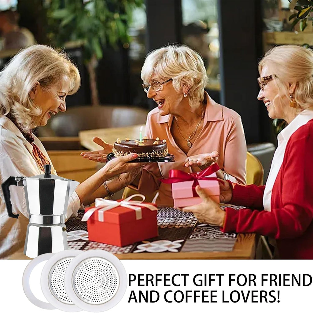 2 Pcs Filter with 3 Pcs Silicone Gasket Seals for 2 Cup Stovetop Espresso Coffee Maker Replacement Parts for DITOSH Aluminium Moka Pot