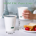 LITOPAK 210 Pack 10 oz Disposable Paper Coffee Cups, White FSC Hot Coffee Cups for Multiple Drinks for Office, Store, Home