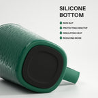 Ideus Vacuum Insulated Coffee Mug, 16oz Reusable Stainless Steel Thermal Double Walled cup with Handle and Slider Lid for Hot & Cold Beverages, BPA Free (Leapord Dark Green)