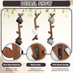 3 Pack Wood Coffee Mug Wall Rack with 9 Hooks Wall Mount Coffee Cup Holder Wooden Espresso Cup Holder Tree Brown Mug Stand Display Wall Mounted Cup Drying Rack for Kitchen Cafe