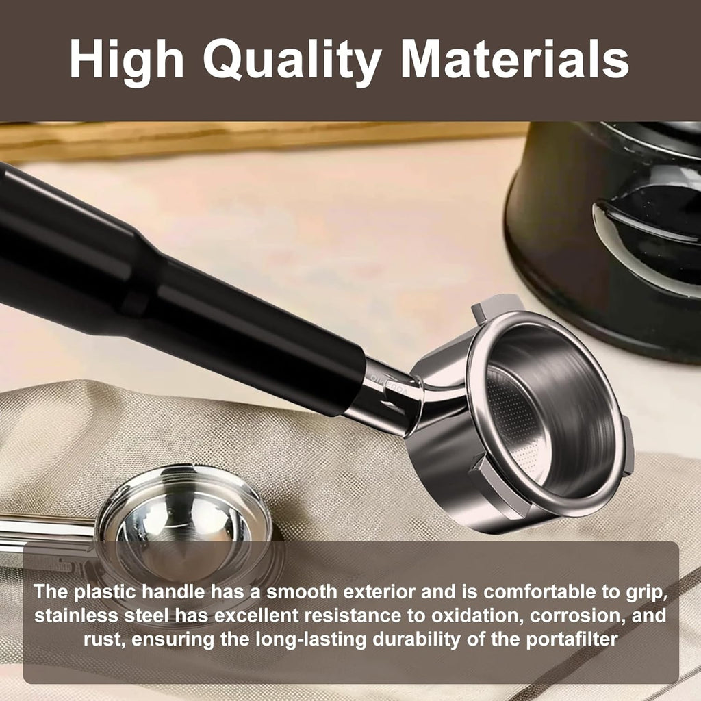 54mm Bottomless Portafilter - 3 Ears with Stainless Steel Filter Basket, Fits Breville Barista Express, Pro, Touch, Bambino Plus, Infuser (880BSS, 870XL, 878BSS, 500BSS, 840XL), Black