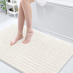 Arotive Luxury Chenille Bathroom Rug Mat, Extra Soft Thick Absorbent Shaggy Bath Rugs, Non-Slip Machine Wash Dry, Plush Bath Mats for Bathroom, Shower and Tub, 50x30, Ivory