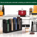 Disposable Coffee Cup Dispenser with Handles, Countertop or Wall Mount Hot/Cold Drink Cup and Lid Holder - Bathroom/Kitchen/Office Acrylic Cup Lid Storage Organizer (4 Compartments, Black)