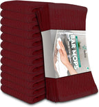 ZUPERIA Bar Mop Kitchen Towels - Pack of 12 (16"x19”)100% Ring Spun Cotton - Dish Washcloths For Superb Cleaning and Less Lint - Highly Absorbent Dish Cloths and Dish Towels For Everyday use(Burgundy)