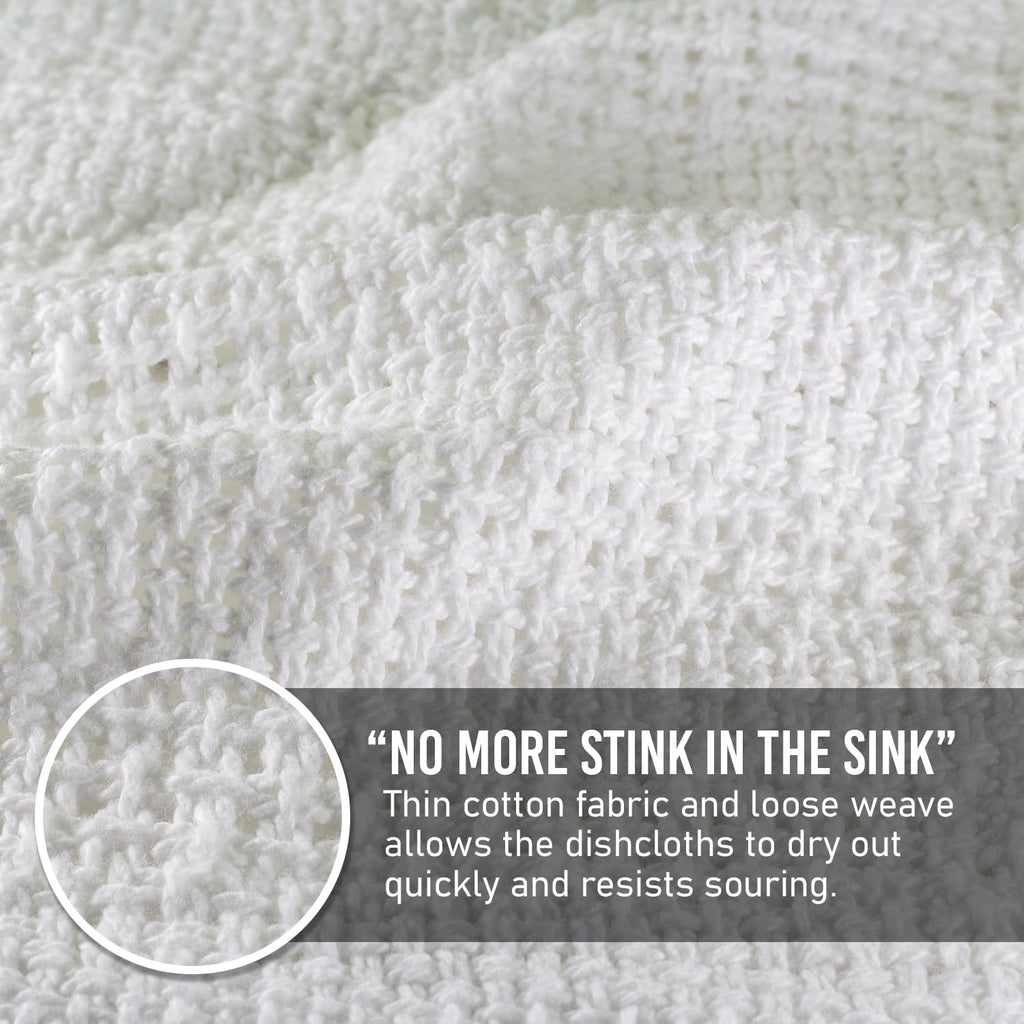 Old Fashion 100% Cotton Dishcloths - Set of 4 Mixed Colors - 4 White -11" x 11"