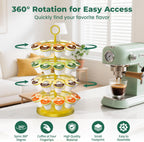 EsLuker.ly K Cup Holder Coffee Pod Organizer Carousel for Counter, Metal Storage Rack Stand for Kitchen, Rotatable 4 Tier Pod Tower Tree for 40 K Cups, Space Saving Meets Elegance, Gold