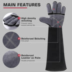 ARCCAPTAIN 24 inches Leather Welding Gloves - Bite Proof Animal Handling, Heat/Fire Resistant for Reptile, Dog, Falcon, Stick, Mig, Forge, Grill, Fireplace