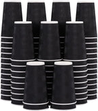 Lamosi 16 oz Coffee Cups - 90 Pack, Disposable Insulated Corrugated Paper Cups 16oz, Kraft Ripple Wall Cups for Hot Beverage or Cold Drinks (Black)