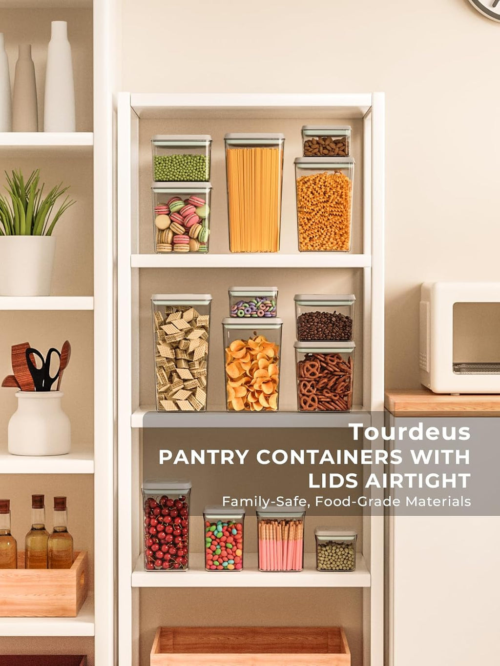 Pop Storage Set – 4 Pack Airtight Food-Grade Containers with Lids, BPA-Free, with Measurement Marks for Flour, Sugar, Pantry Organization