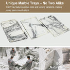 Natural Marble Vanity Tray - Moujings Genuine Marble Perfume Tray for Bathroom Decor, Stone Bathroom Vanity Organizer Tray for Kitchen Counter, Candles, Jewelry, Coffee, Makeup, Key