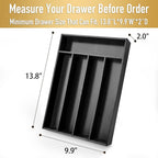 Bamboo Silverware Holder - Drawer Organizer with 5 Slots (Black)